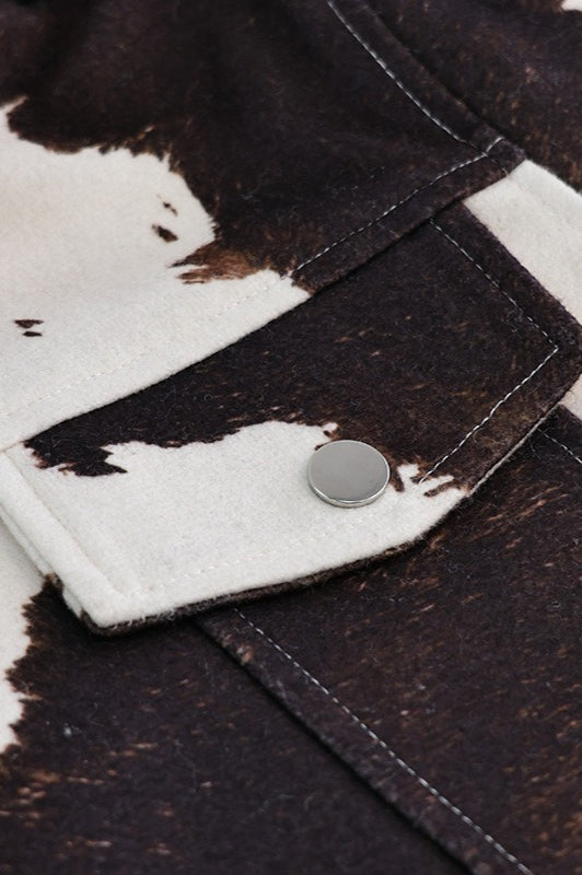 Chic Asymmetrical Print Short Coat for Modern Style Enthusiasts