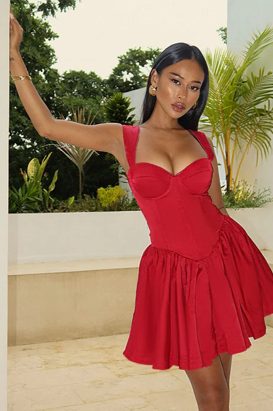 Floral Jacquard A-Line Backless Bow Party Dress