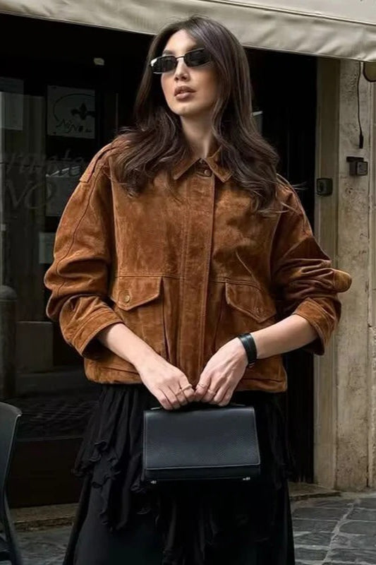 Streetwear Suede Bomber Jacket