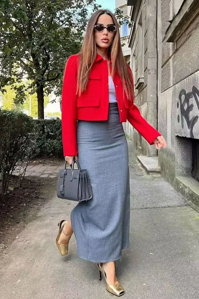 Chic Long Sleeve Cropped Blazer