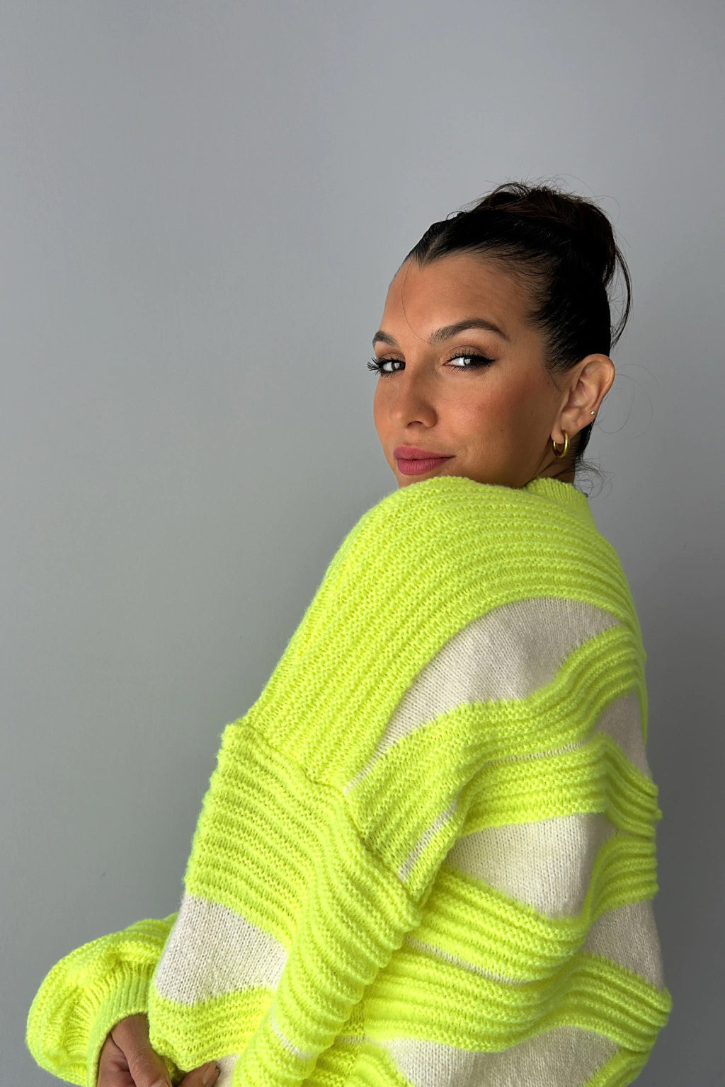 PrincessAce Black and White Striped Loose Knit Sweater