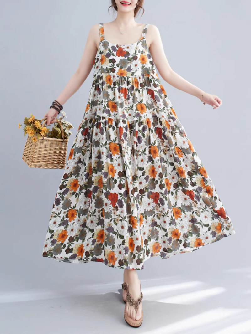 Floral Print Sleeveless Tiered Cami Maxi Dress 7
