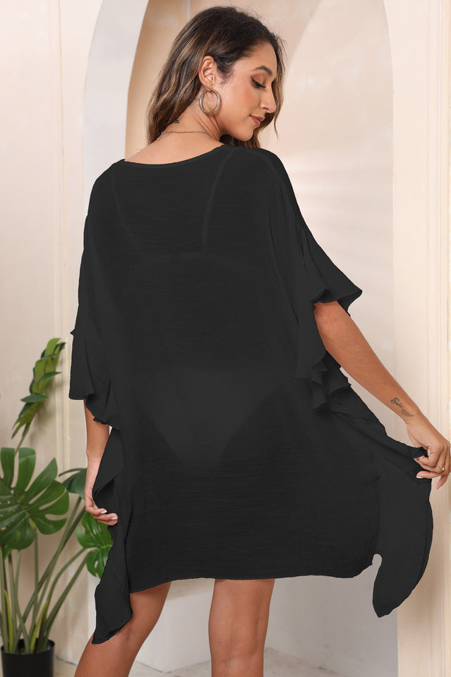 Ruffle Loose Beach Cover Up Dress - Fashionpara