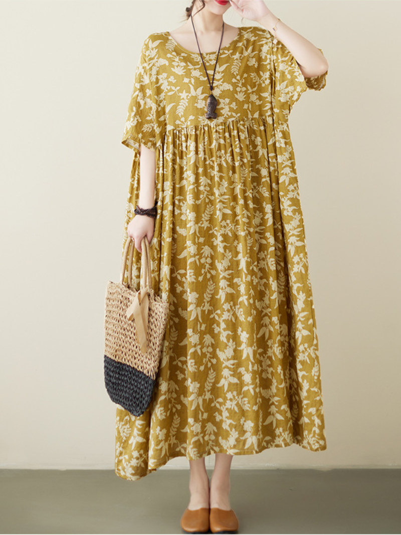 The Lost Heart Cotton Round Neck Smock Dress - Fashionpara