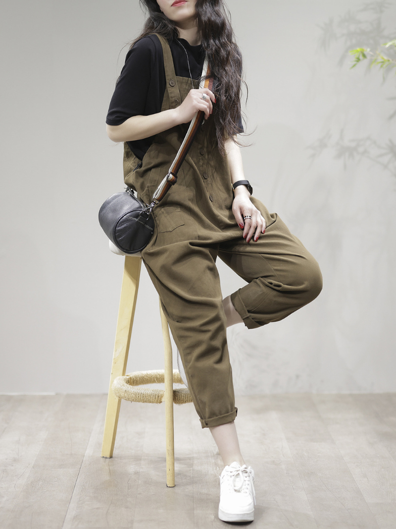 Stay Stylish Comfortable Loose Solid Dungarees - Fashionpara