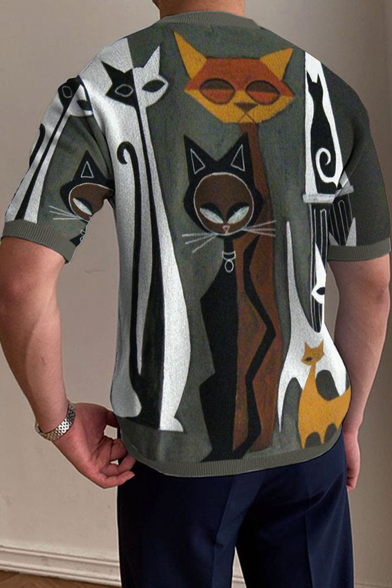 Men's Round Neck Knitted T-Shirt - Fashionpara