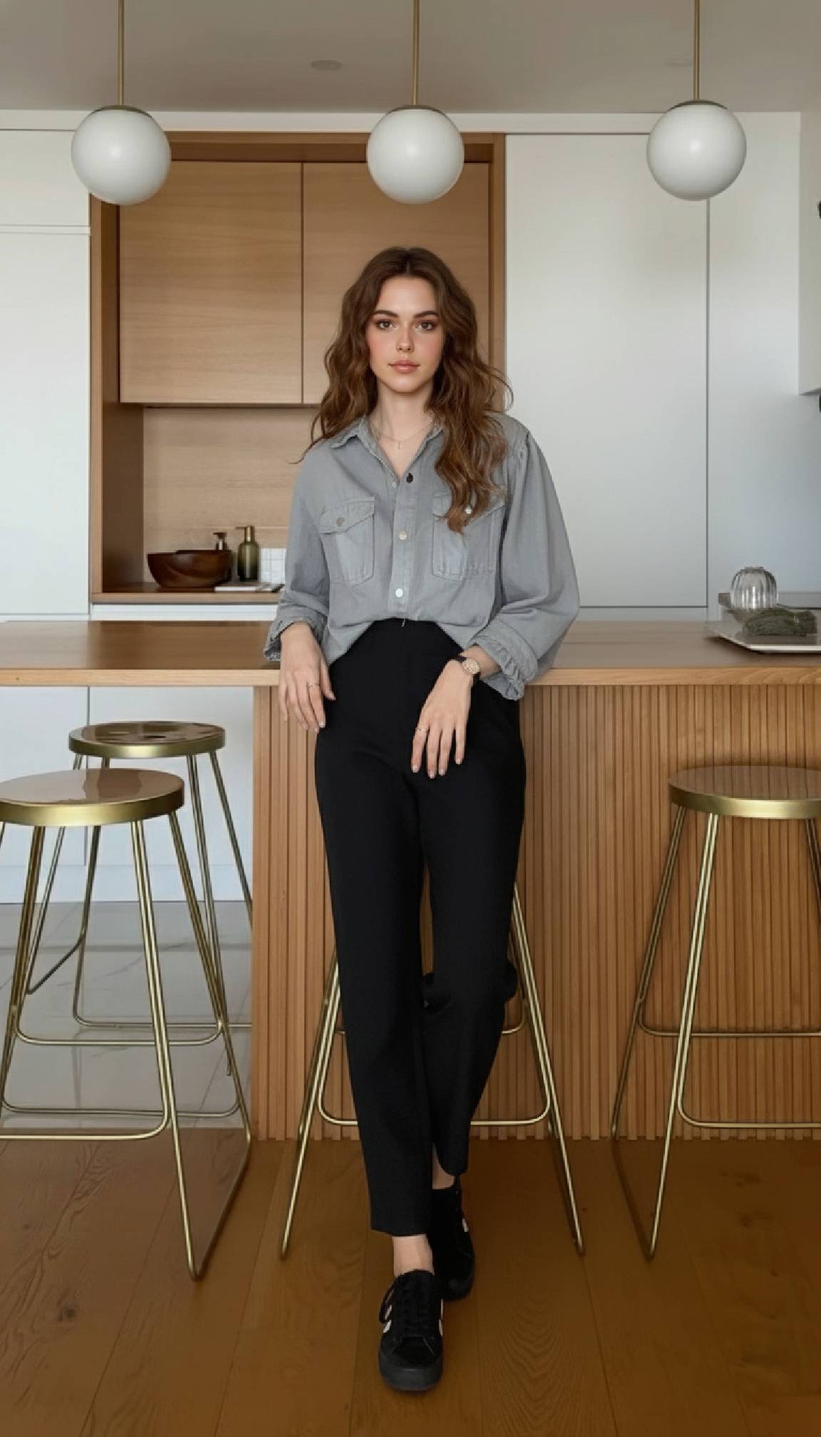 Pleated Long Sleeve Blouse - Fashionpara