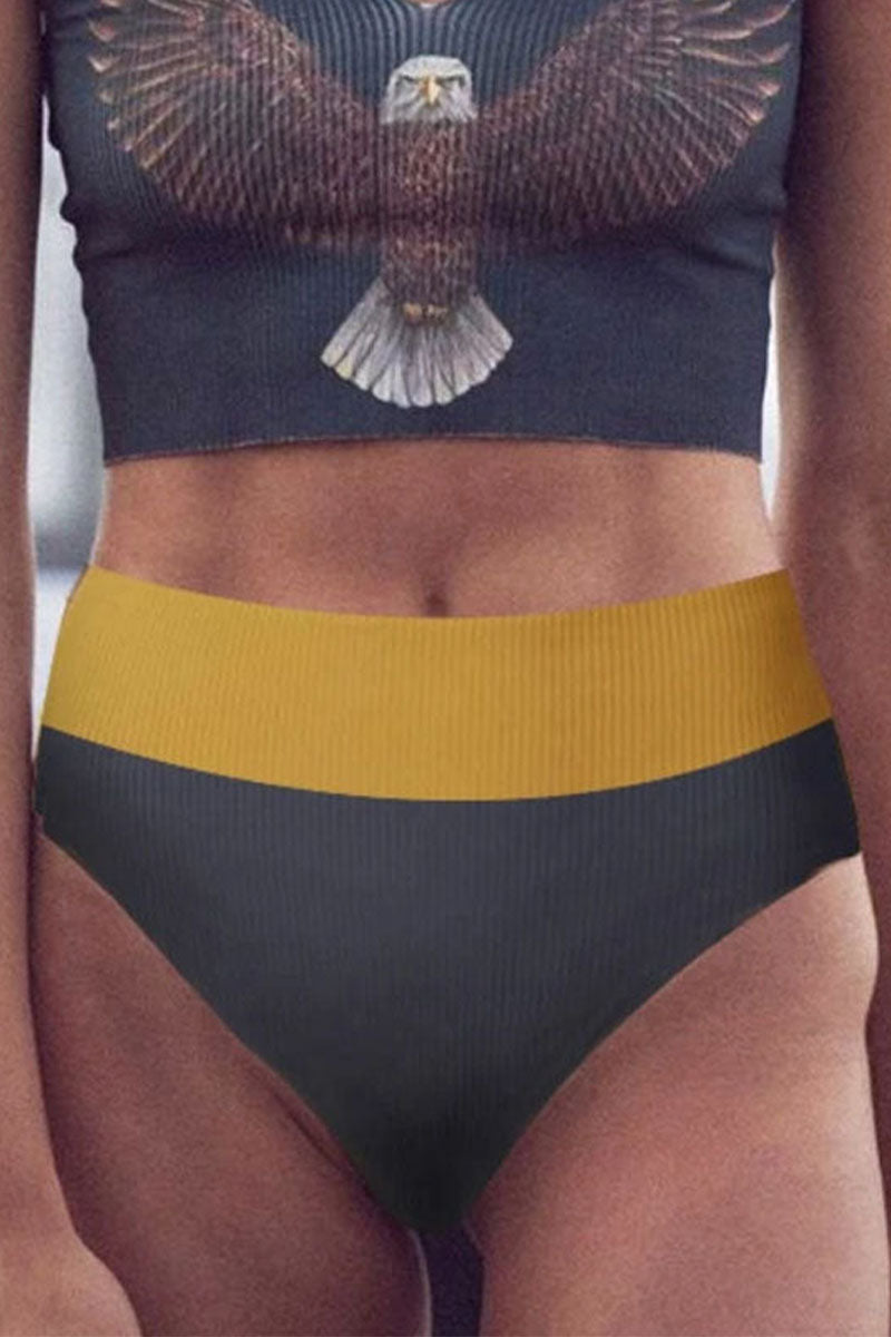 High Waist Color Block Women's Bikini Bottoms - Fashionpara