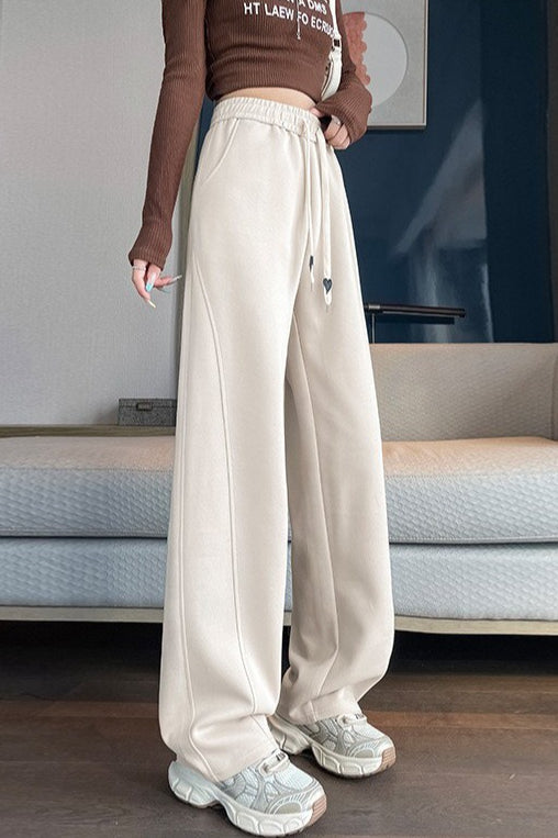 Draped Wide Leg Plush Knit Pants