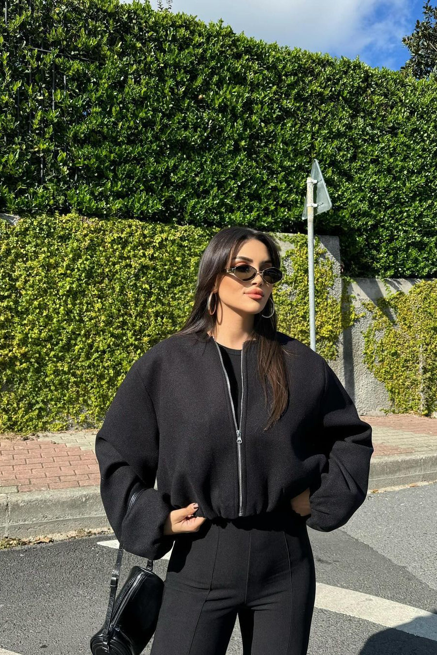 Faux Wool Short Zip Bomber Jacket 10