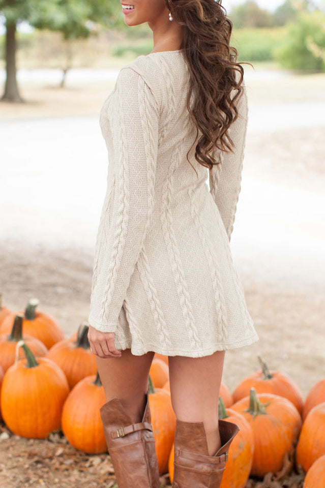 Elegant Plus Size Casual Sweater Dress in S-3XL Sizes