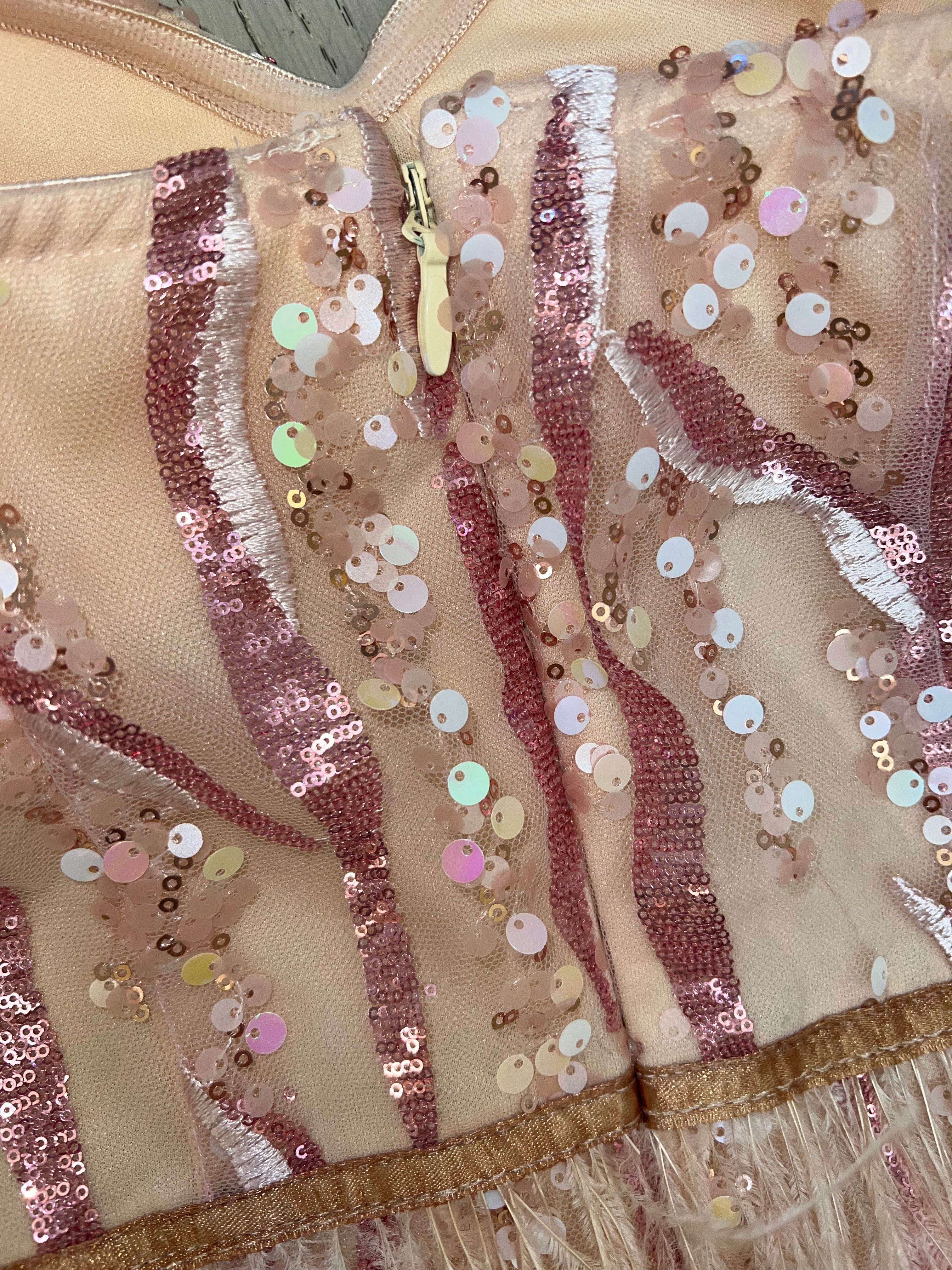 Violet Sequin Feather Dress - Fashionpara