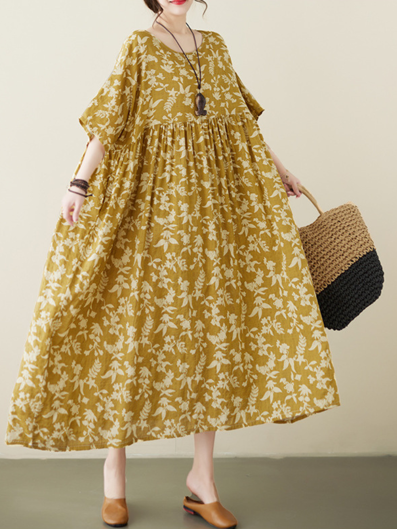The Lost Heart Cotton Round Neck Smock Dress - Fashionpara