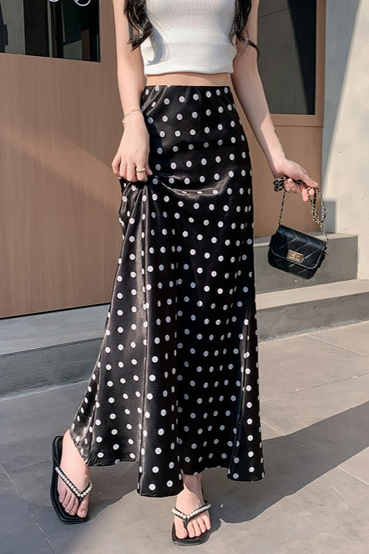 High-Waist Polka Dot Fish Tail Skirt - Fashionpara