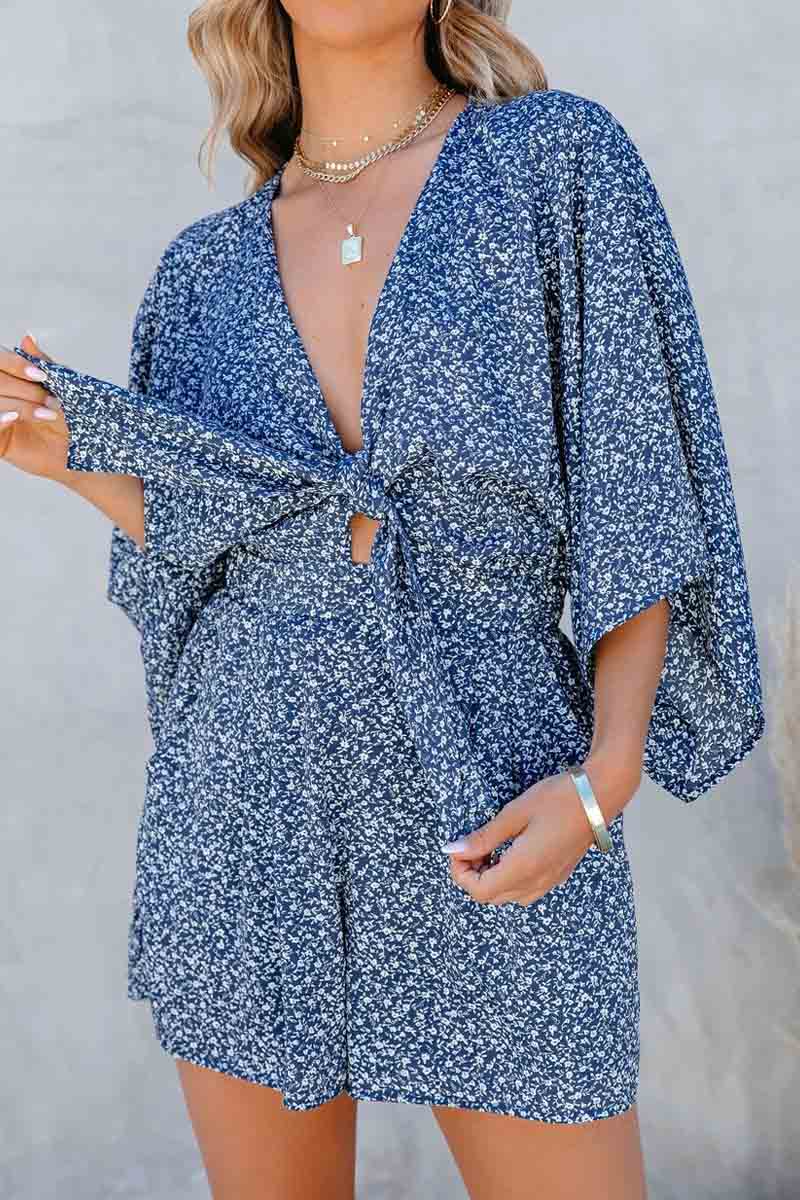 Wind In My Sails Cotton Pocketed Tie Romper - Fashionpara