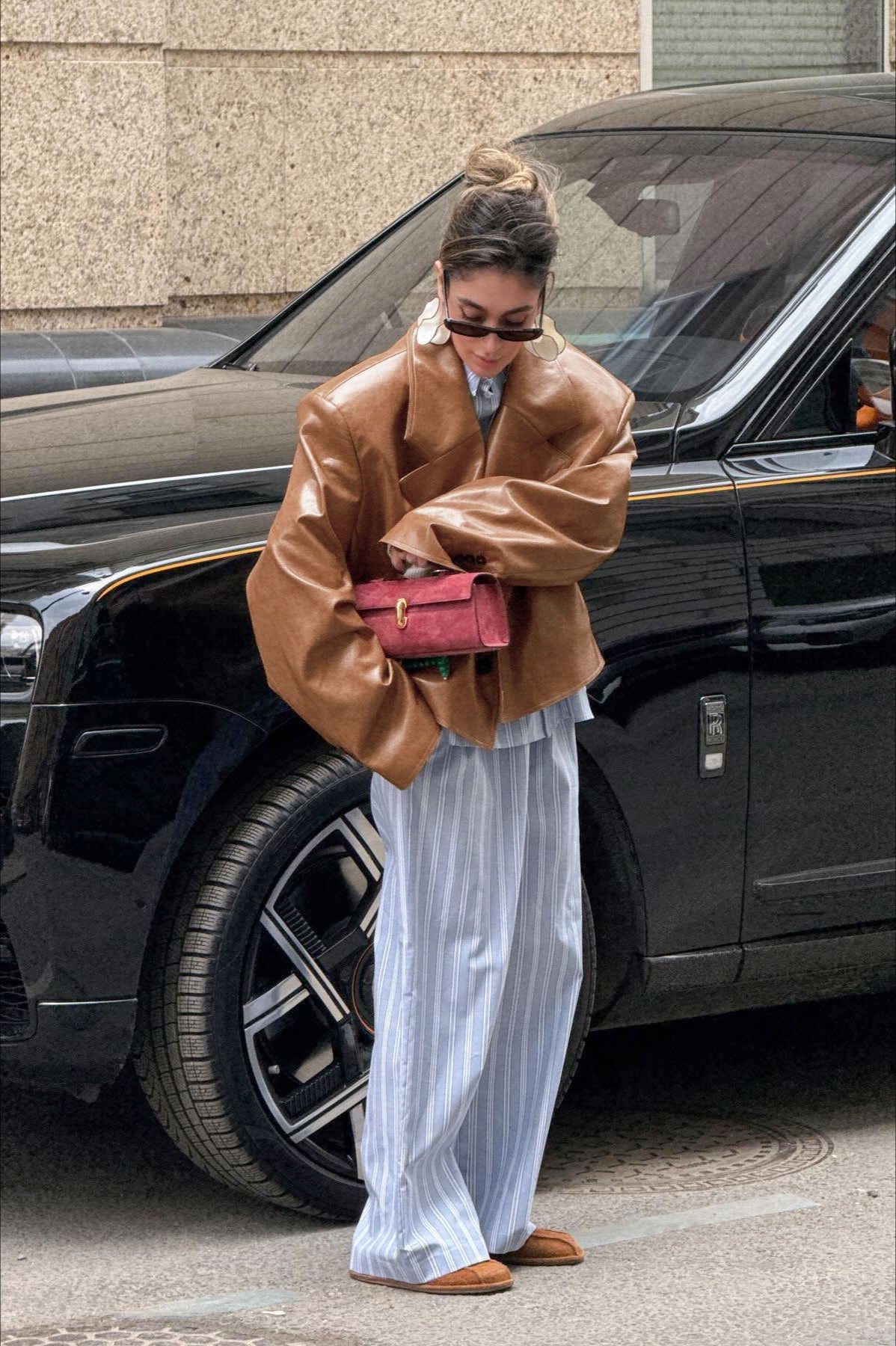 Vintage Oversized PU Leather Blazer