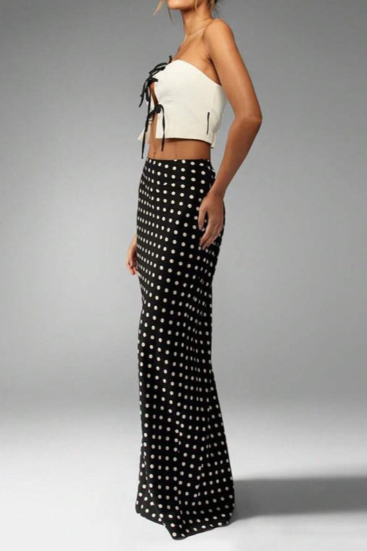 Polka Dot Slim Midi Skirt