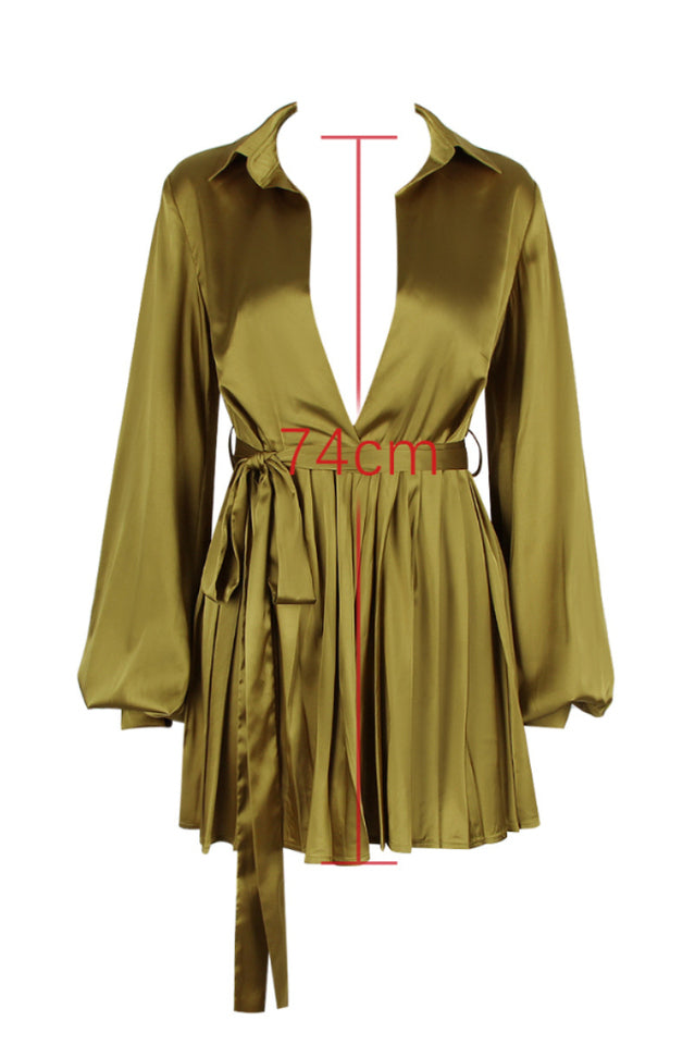 Allegra Chartreuse Pleated Shirt Dress 6