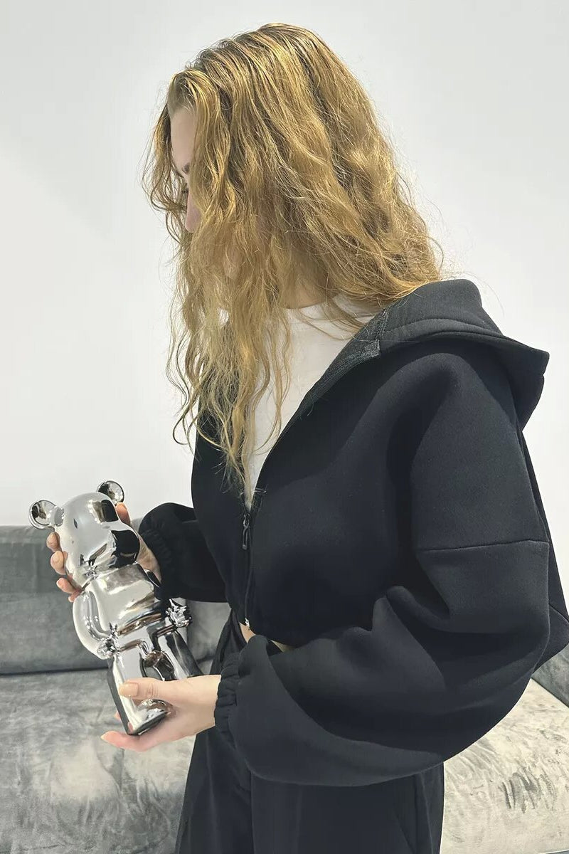 Elegant Hooded Short Coat for Casual Chic Style