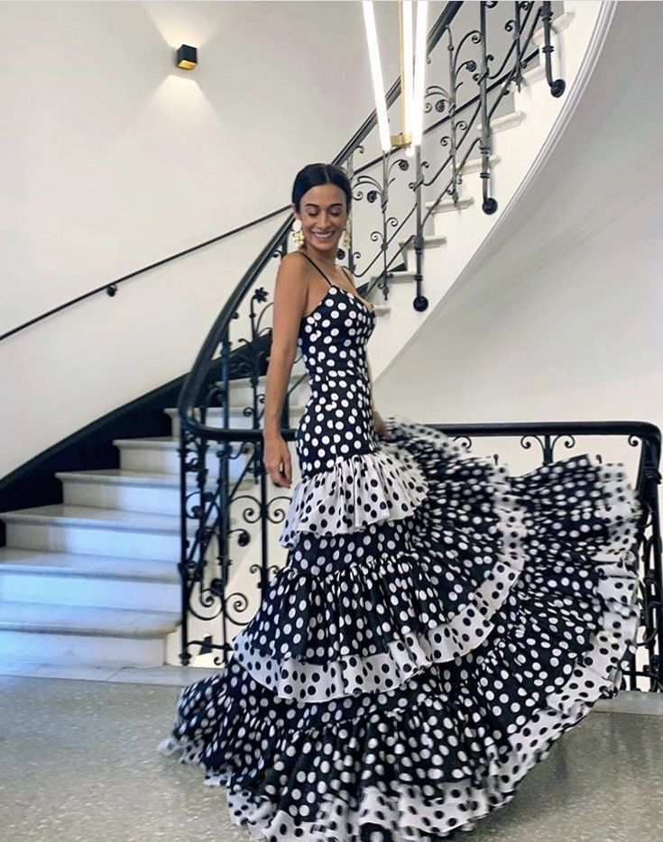 Black And White Polka Dots Long Prom Dress Birthday Dress Evening Dress - Fashionpara