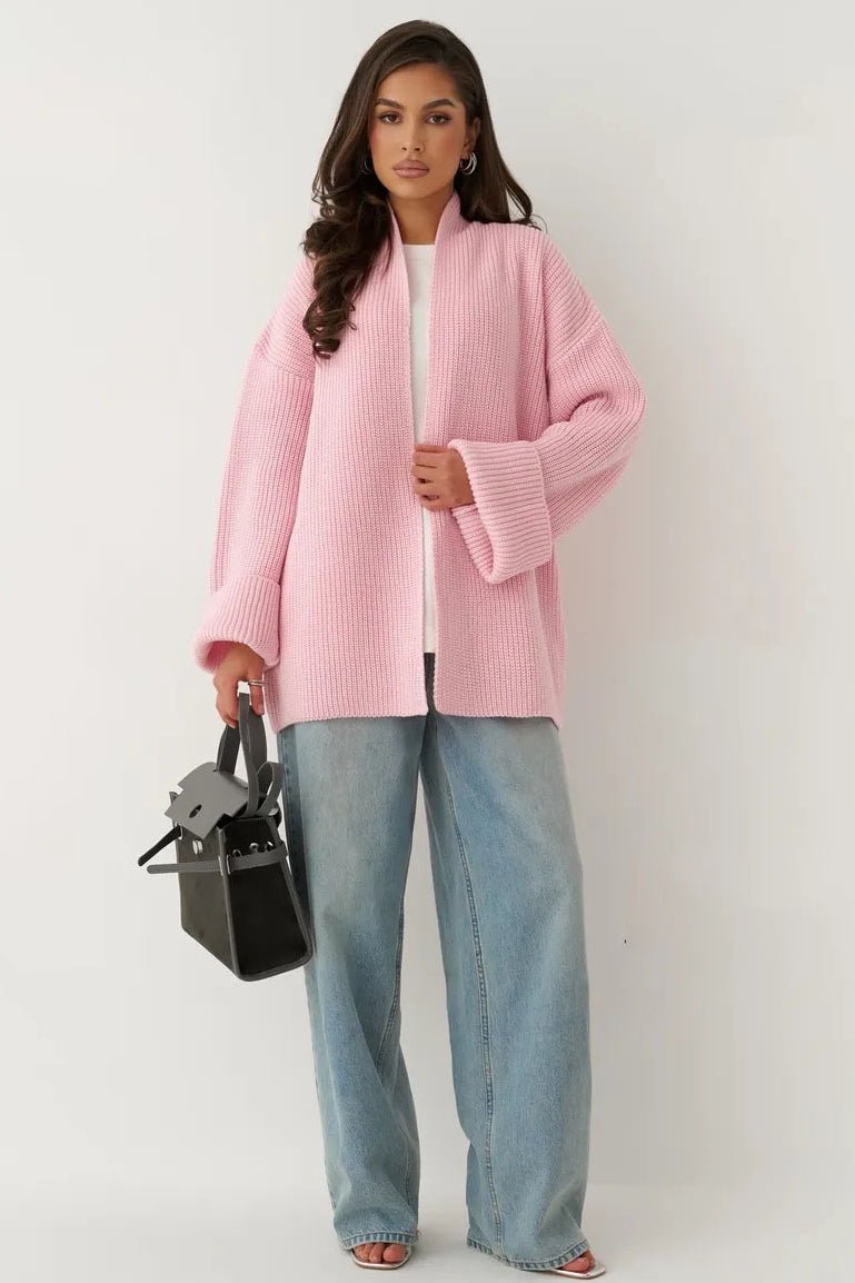Relaxed Cozy Tie Waist Knit Cardigan 3