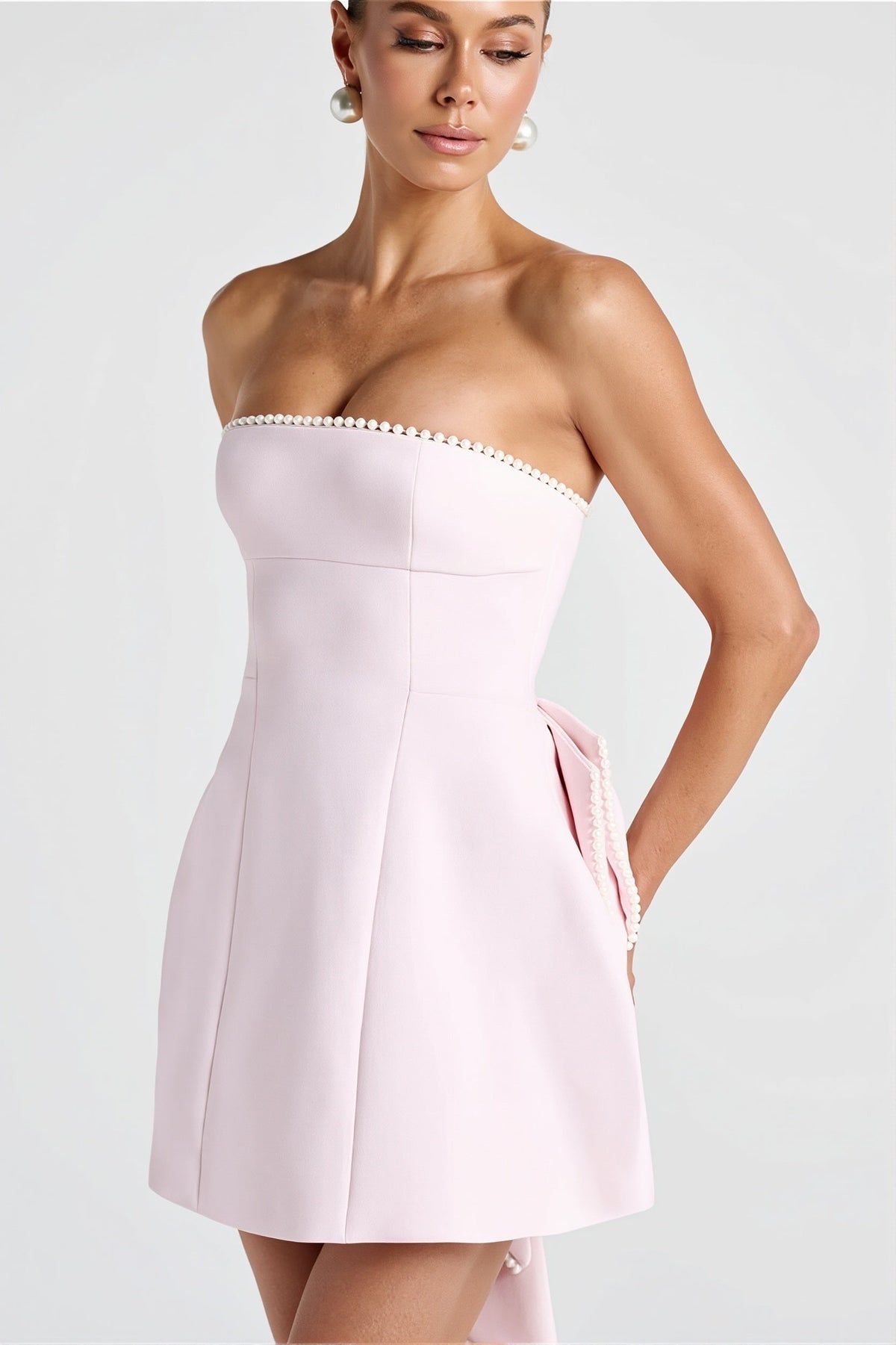 Strapless Crystal Trim Corset A-Line Mini Dress