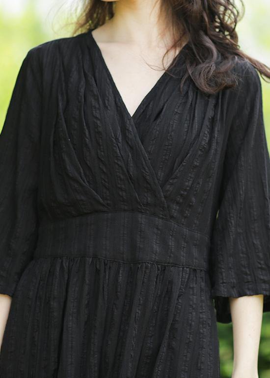 Textured Stripe V-Neck Bell Sleeve Wrap Bodice Maxi Dress - View 5