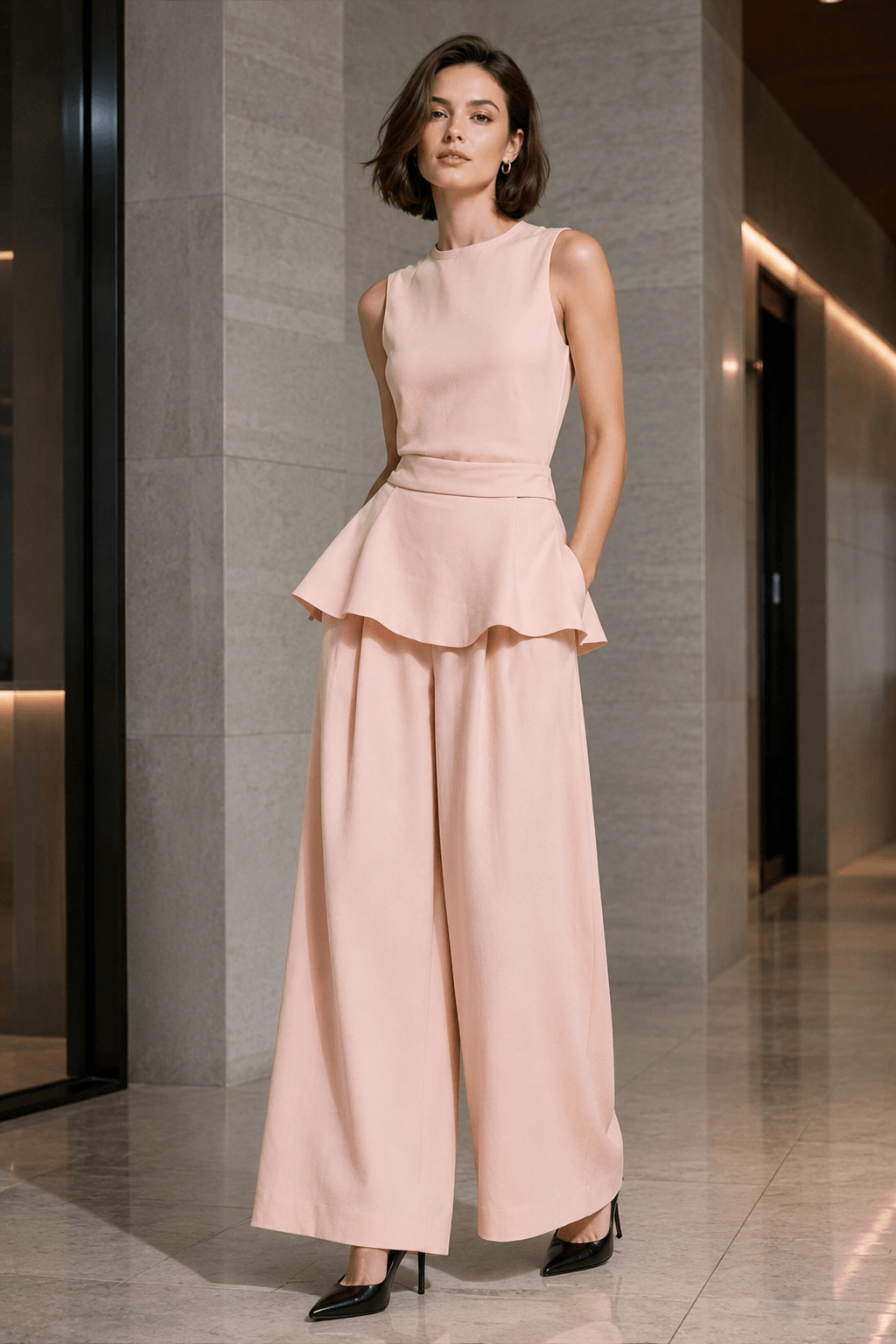 Sleeveless Minimalist Two Piece Work Set