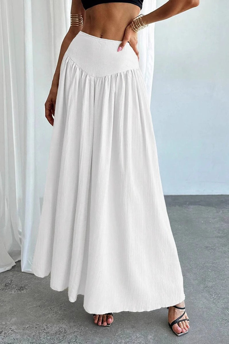 Pleated High Waist Maxi Skirt