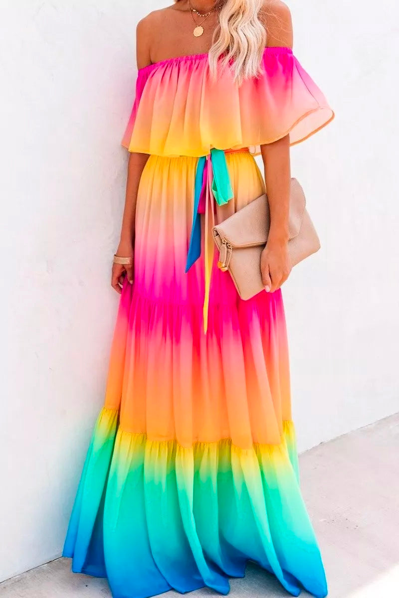 Gradual Change Multicolor Maxi Dress  Fashionpara