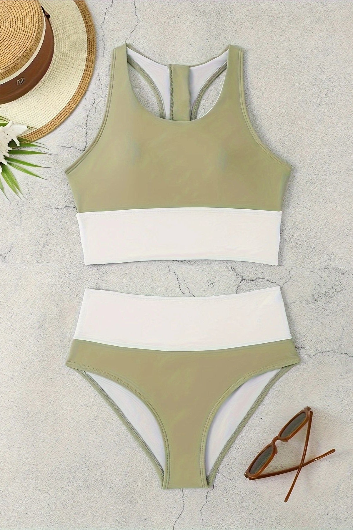 Curve Fit Zip Front Bikini Two Piece Swim Set