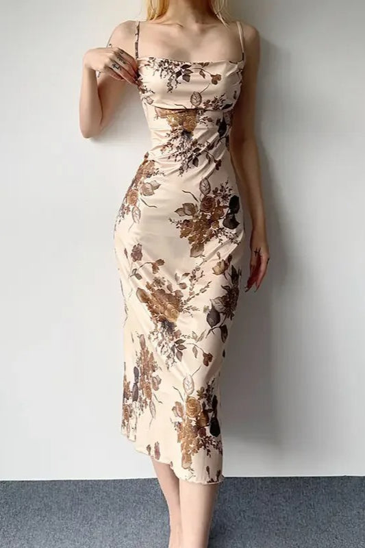 Elegant Floral Print Maxi Dress