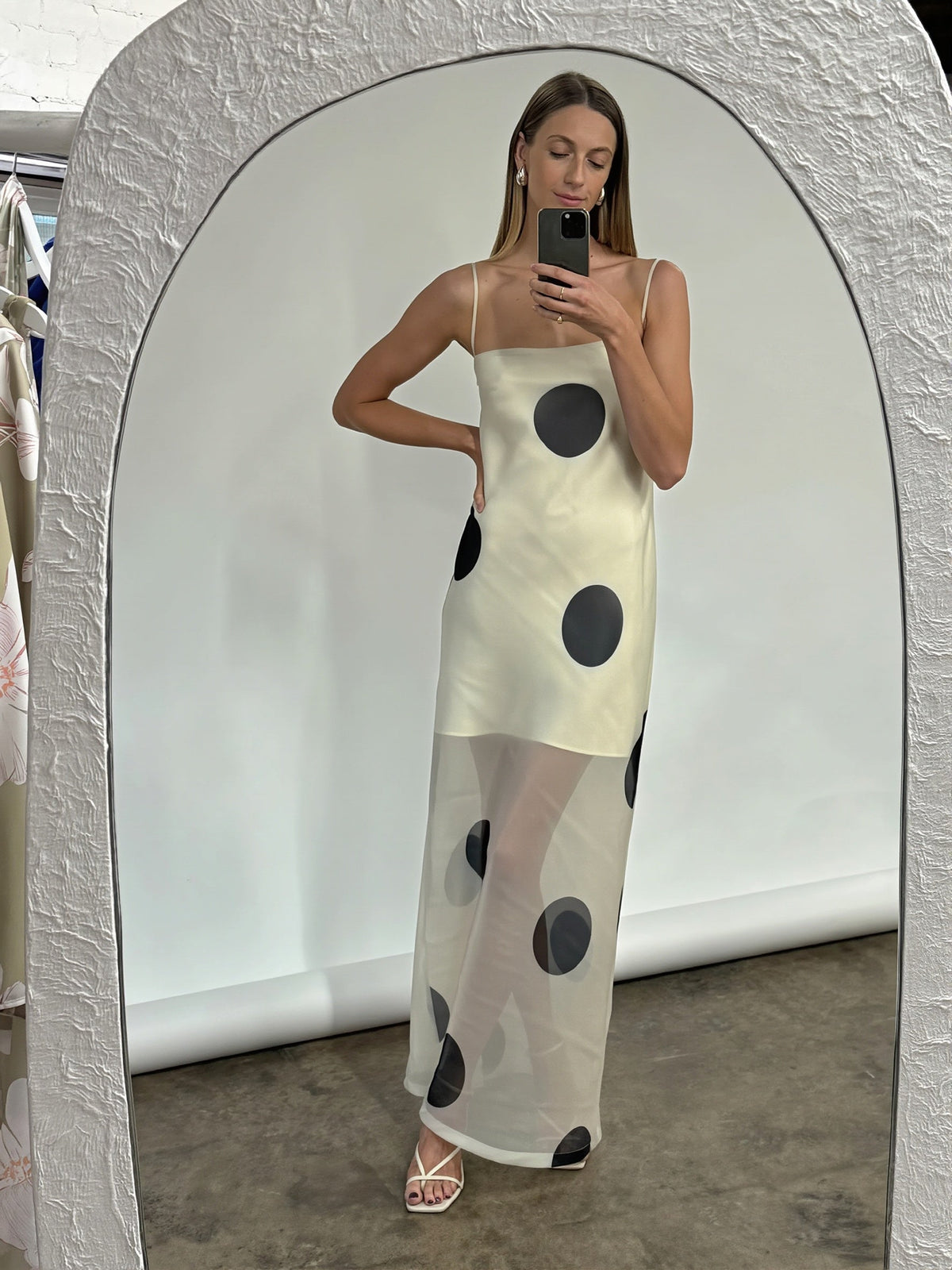 Polka Dot Sheer Strappy Slip Maxi Dress 9