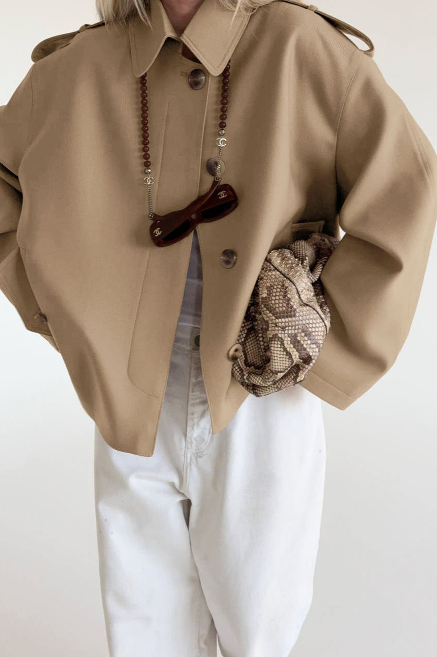 Lapel Faux Suede Drape Jacket