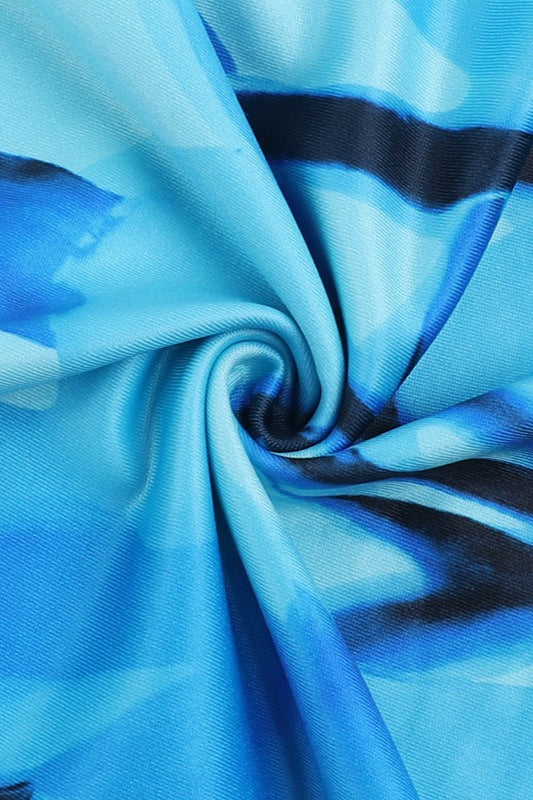 Floral Print V-neck Ruffle Tie Split Maxi Dress