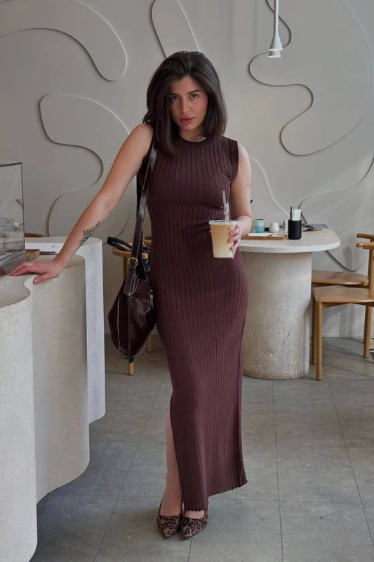 Solid Tank Split Maxi Dress