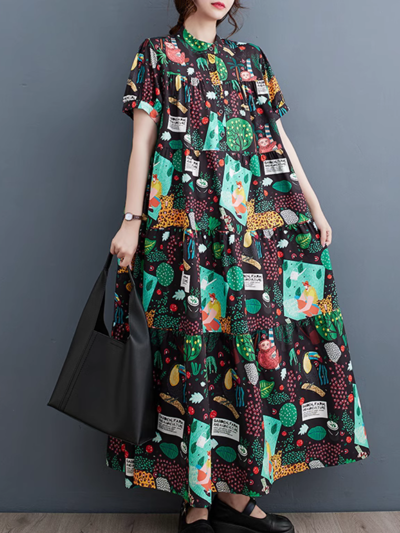 Everyone Love Short-Sleeved Maxi Dress - Fashionpara