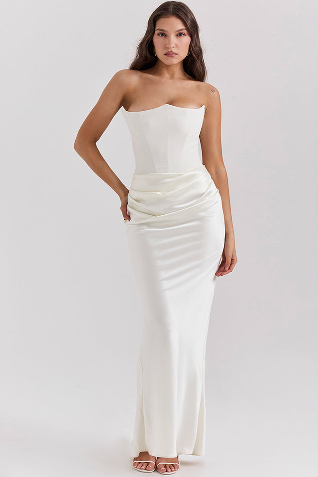 Persephone Off Shoulder Bustier Dress in Black - View 10