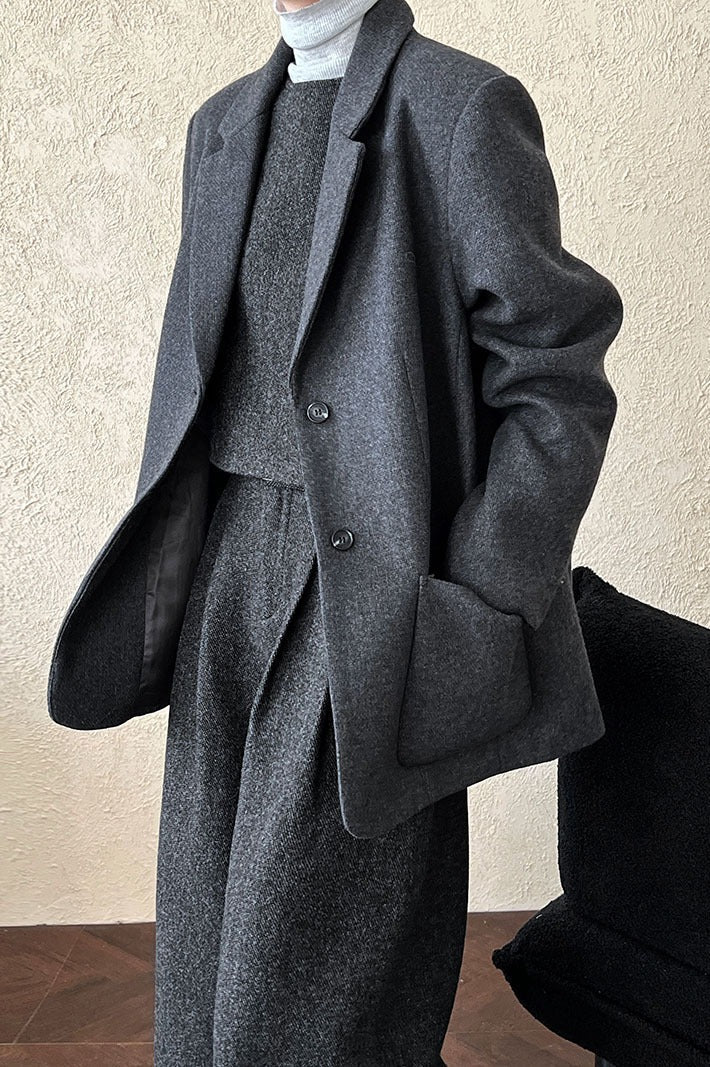 Wool Blend Relaxed Fit Blazer 6