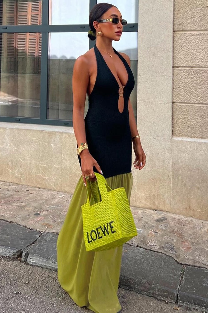 Metal Accent Cutout Maxi Dress