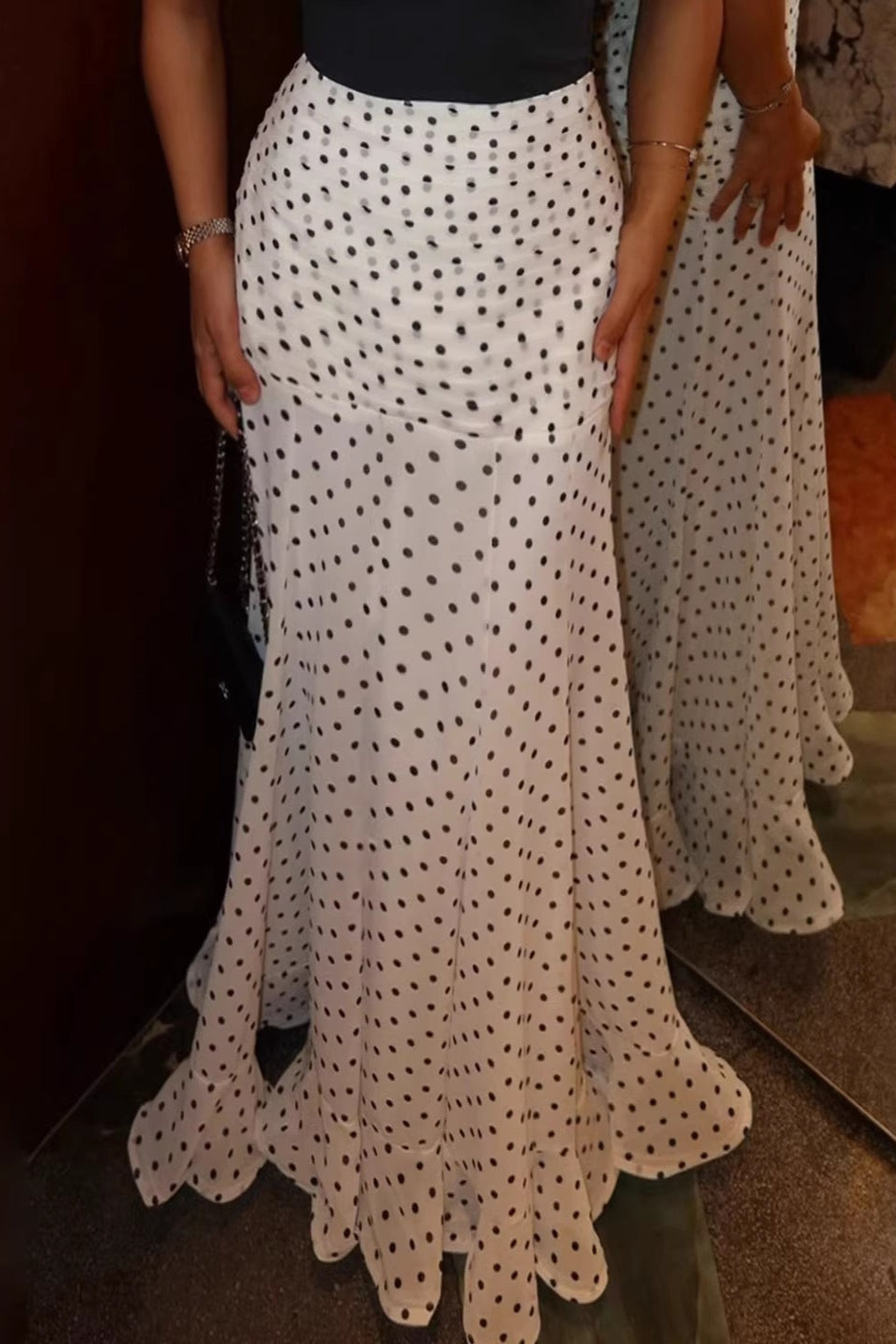 Polka Dot High Waist Maxi Skirt
