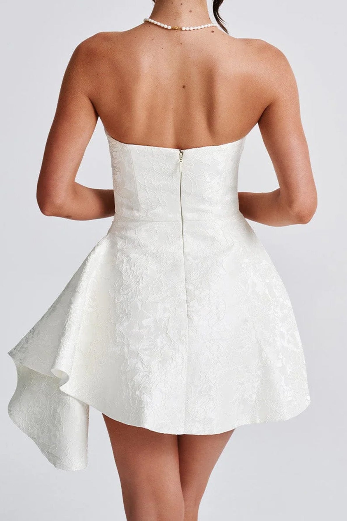 Floral Jacquard Strapless A-Line Mini Dress 6