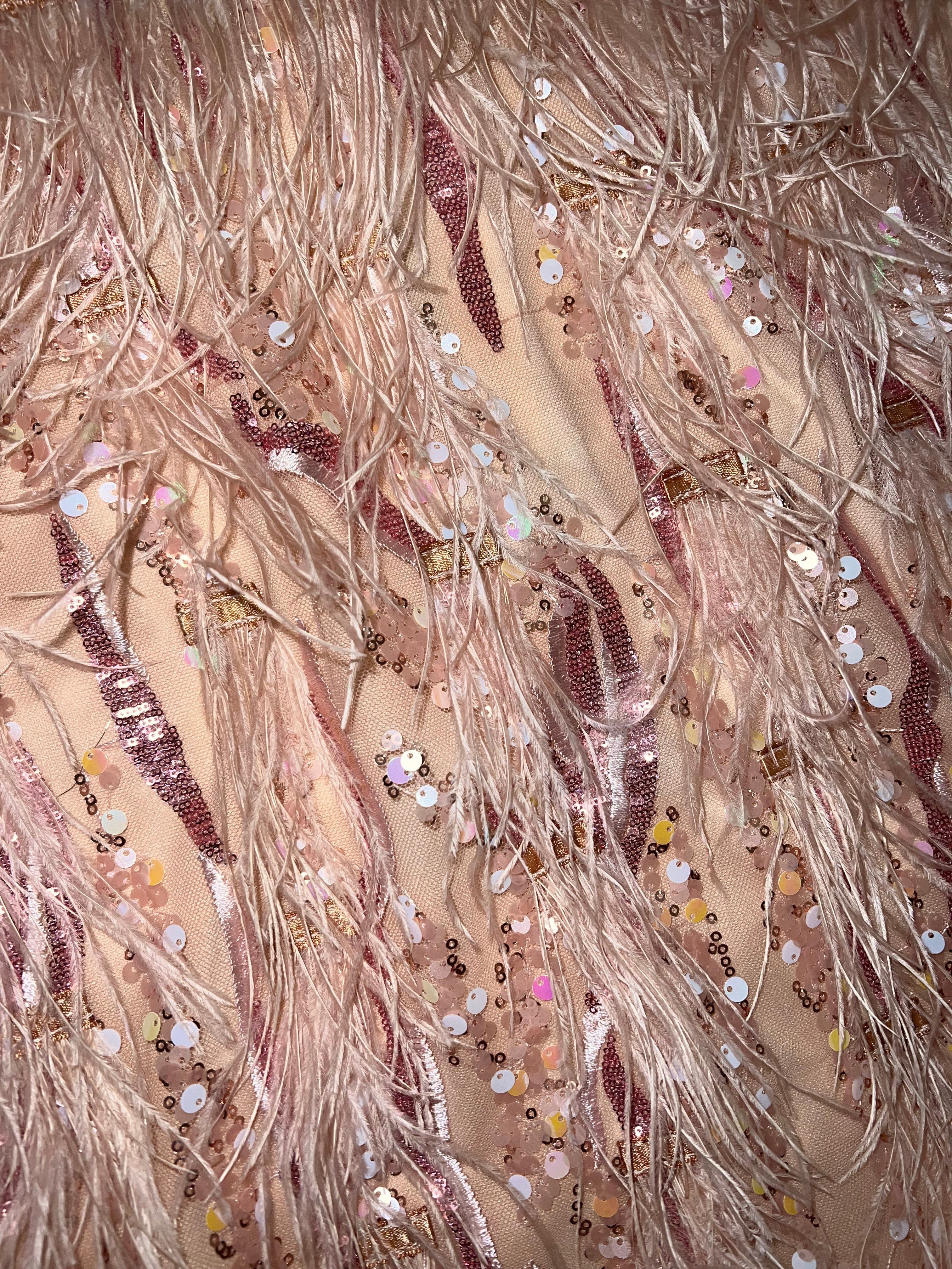 Violet Sequin Feather Dress - Fashionpara