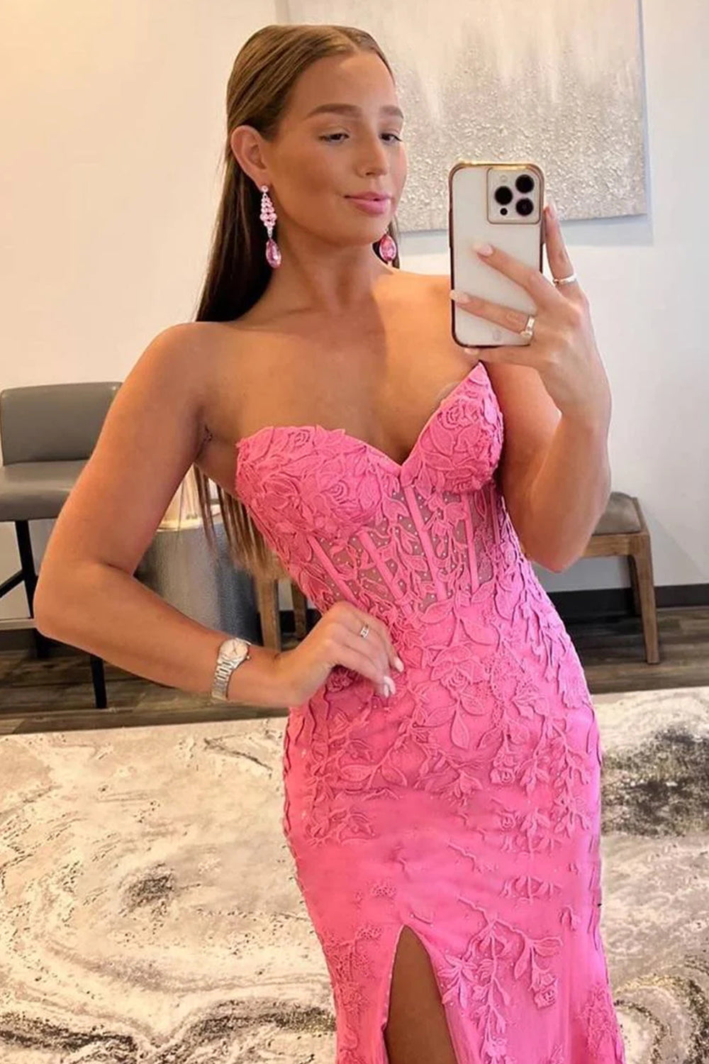 Chic & Modern Sweetheart Mermaid Split Appliques Evening Party Prom Dress