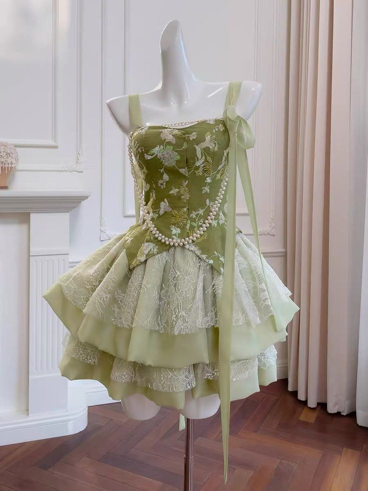 Sweet Green Lace A Line Homecoming Dress Mini Prom Dress S275