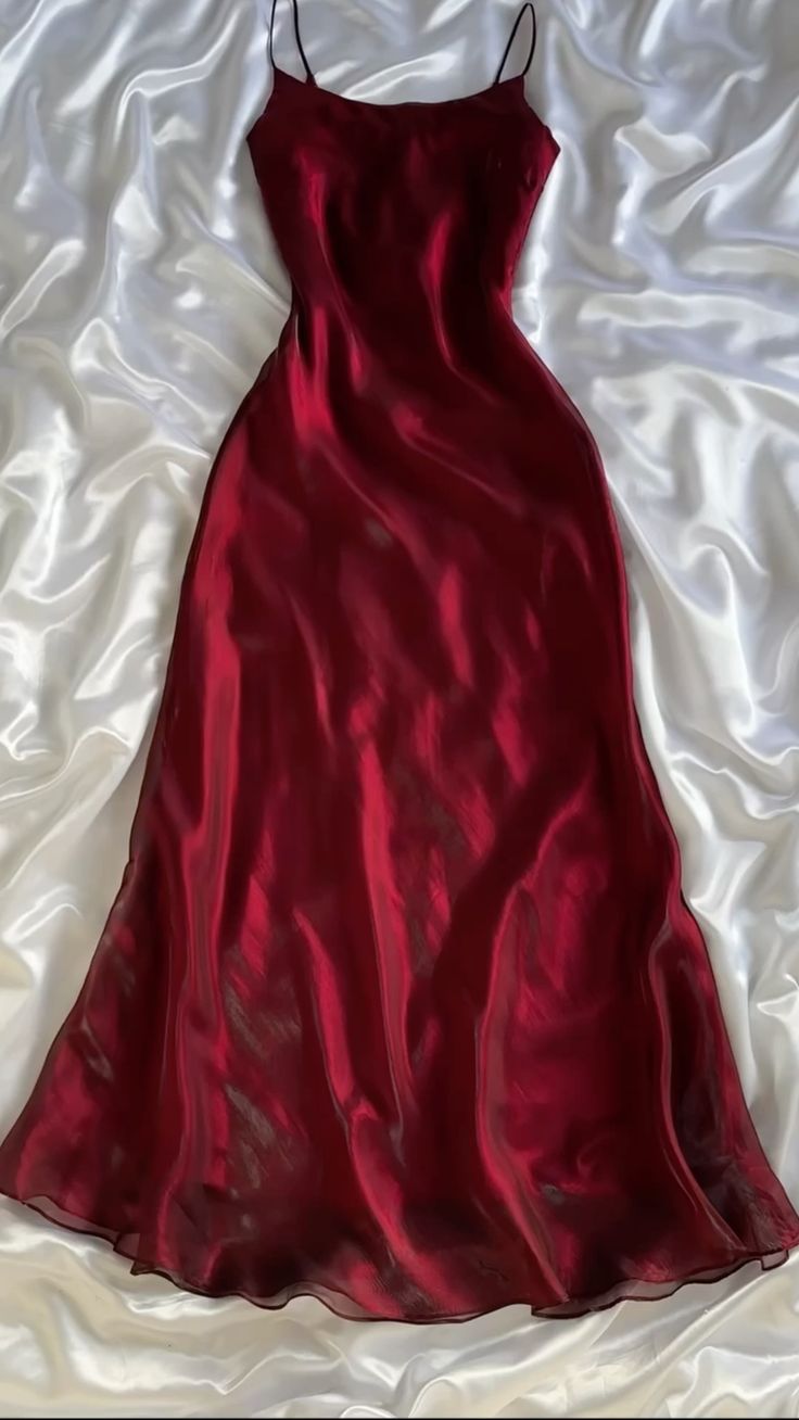 Spaghetti Straps Burgundy Prom Dress - Fashionpara