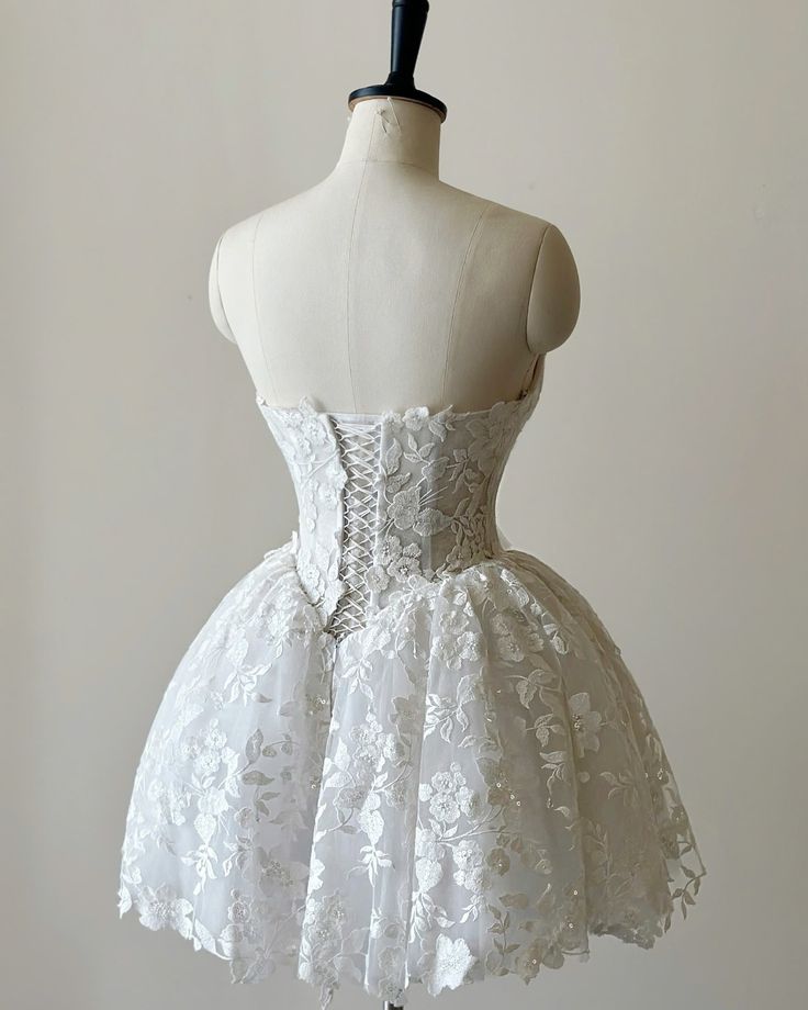 A Line White Short Wedding Dress Homecoming Dress Short Party Dress