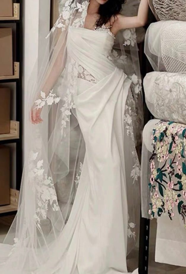 A Line White Birthday Party Dress Lace Wedding Dress