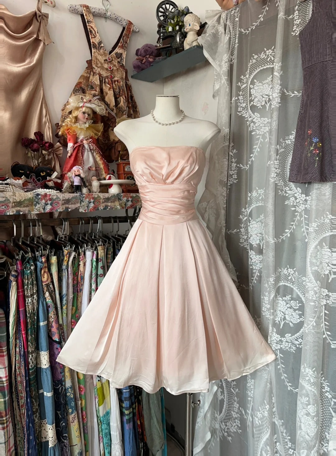 A Line Pink Birthday Outfit Short Evening Dress Vintage Short Party Dress Homecoming Dress - Fashionpara
