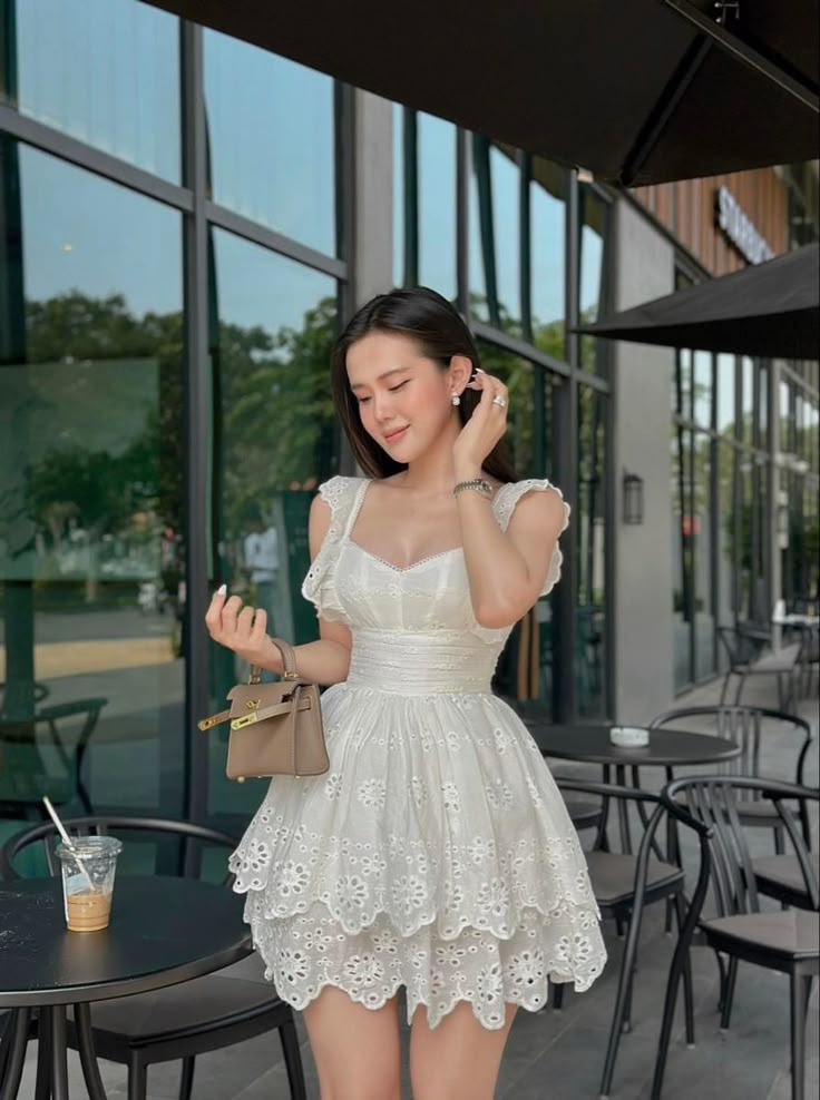 White Lace Birthday Outfit Short Evening Dress Cocktail Dresses Short Party Dress - Fashionpara